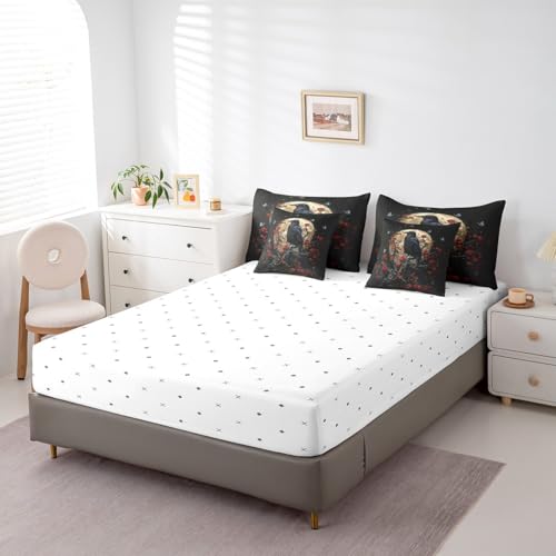 Black Red Gothic Rose Comforter Set with Sheets 7 Piece Full Bedding