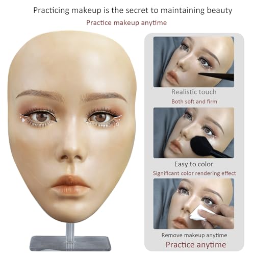 Full Face Makeup Practice Board - Silicone Mannequin with Golden Wheat Variation