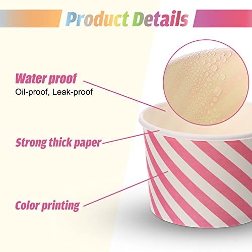 8 Oz Disposable Paper Ice Cream Cups - 500 Multicolor Snack Bowls for Parties