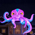 10FT Long Halloween Inflatable Rooftop Octopus with LED Lights - Spooky Outdoor Decor - Blue Tentacled Variation
