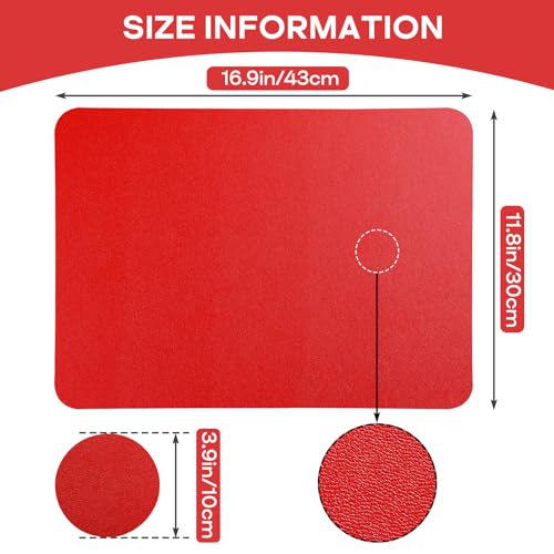 Red Vinyl Placemat Set of 6 Waterproof Heat-Resistant Table Mats for Dining & Kitchen
