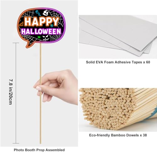Neon Halloween Photo Booth Props Set - 16 Vivid Neon Party Decorations