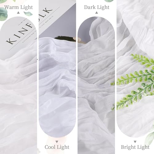 White Cheesecloth Table Runner 35x120 Inches - Pack of 1 - Fall Boho Wedding Decor