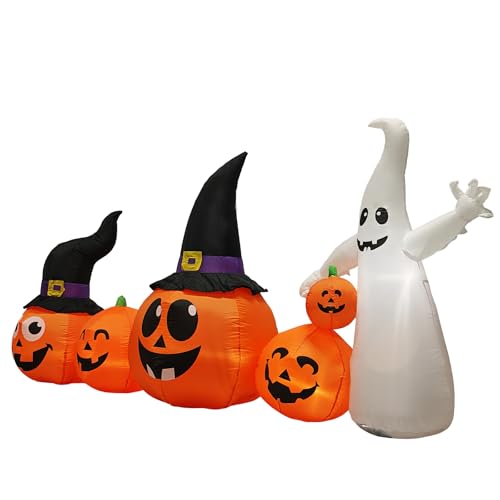 8FT Ghost Pumpkin Inflatable Halloween Lawn Decor - NicBex Variation 1
