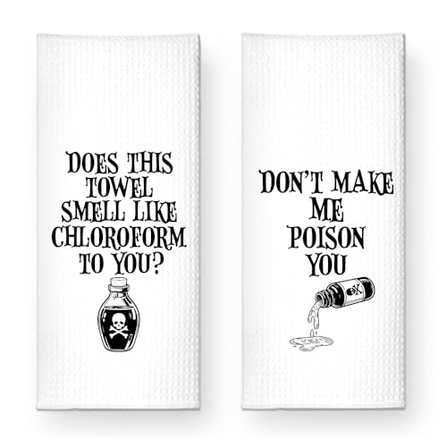 Poison Don’t Make Me Poison You Kitchen Towel Set - Funny Halloween Decor, 2 Pack
