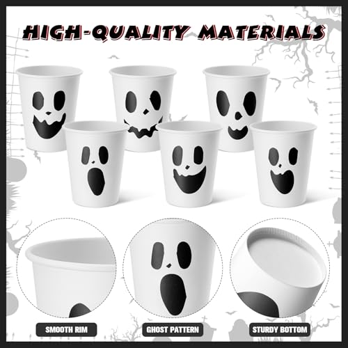 Halloween Ghost Disposable Paper Cups 8oz - 120 Pack, Ghost Pattern