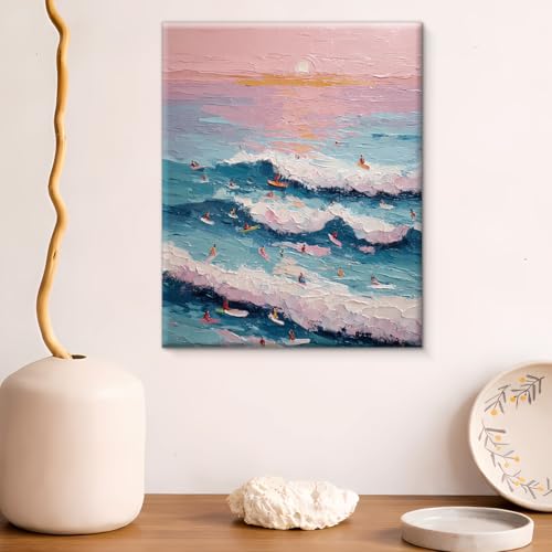 Ocean Wave Canvas Wall Art - Surf Design, 8x10 Inches, Coastal Beach Decor - Surf-02