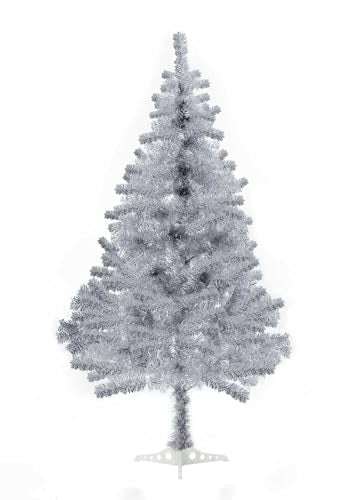 Silver Artificial Christmas Tree 6ft Tinsel Holiday Tree with 550 Tips - Indoor & Outdoor Decor