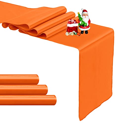 12x108 Inch Orange Satin Table Runner 4-Pack - Elegant Wedding & Party Decor