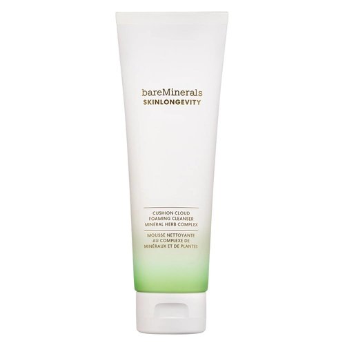 bareMinerals Skinlongevity Face Cleanser, Cream-to-Foam Cleanser with Mineral Herb Complex, Removes Makeup & Sunscreen, Gentle for All Skin Types, Vegan, Cruelty-Free & Dermatologist-Tested