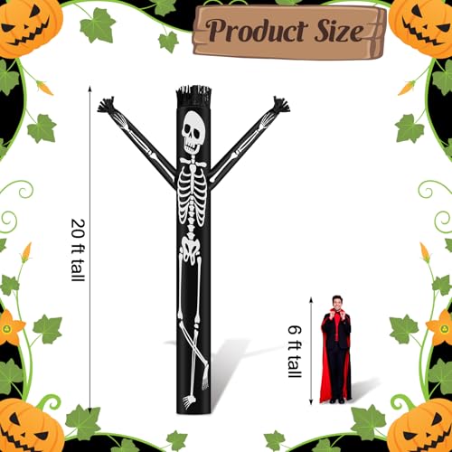 20 ft Tall Halloween Inflatable Skeleton Tube Man - Spooky Yard Decor