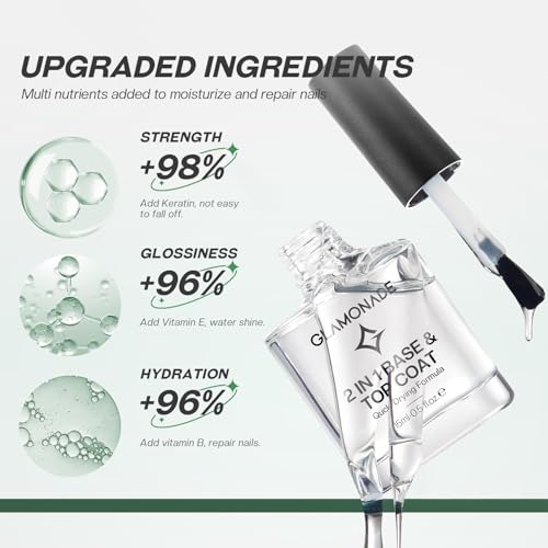 2-in-1 Clear Nail Base & Top Coat - High Shine, Quick Dry, Long-Lasting