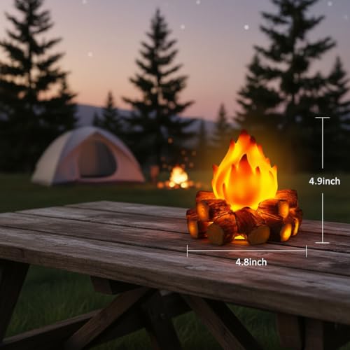 Mini Fake Campfire Lamp LED Night Light with Flickering Flame Effect - Halloween & Christmas Decor