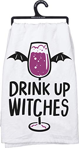 Drink Up Witches Halloween Kitchen Towel - Funny Cotton Decor