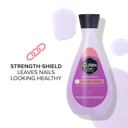 Cutex Strength Shield Nail Polish Remover - 6.7 Fl Oz with Vitamins E & B5, Silk, Pack of 1