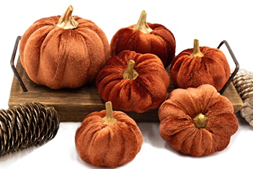 Velvet Pumpkins Fall Decor Set - Multi-Color Faux Autumn Harvest Halloween Thanksgiving Wedding Table Centerpieces - 18 Pieces