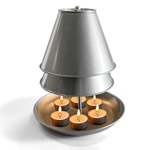 Double Walled Tea Light Candle Heater - Iron Room Decor & Warmth Source