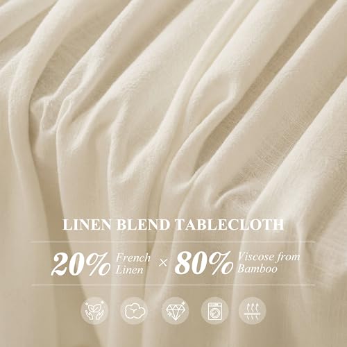 Square Linen Tablecloth 72x72 Inch - Sand Beige, Soft & Breathable Linen Look