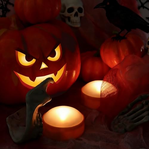 7LinRay 4 Pack Pumpkin Lights with Remote - Orange LED Jack-O-Lanterns