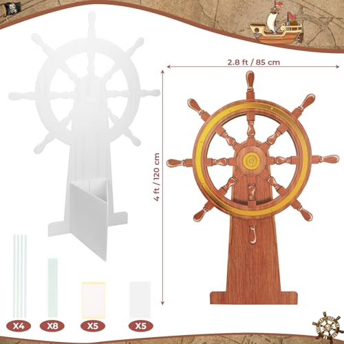 Nautical Ship Wheel Cardboard Cutout Standup for Party Decor & Photo Props