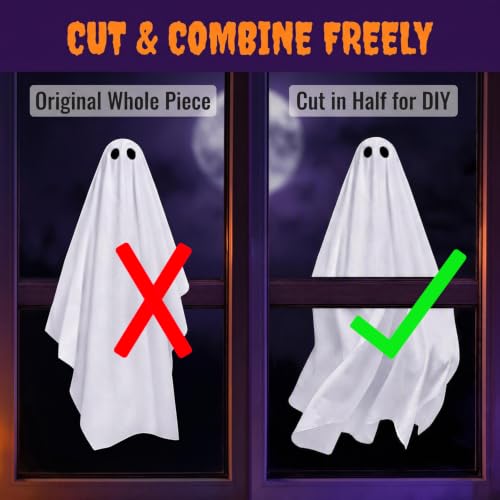 Halloween Ghost Window Clings Set - Large Static Stickers for Windows & Mirrors