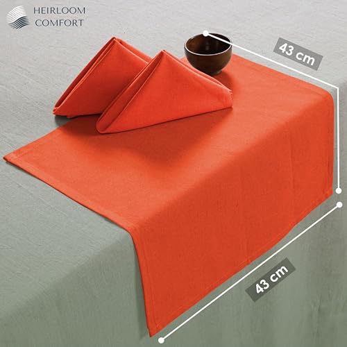 Bright Orange Cotton Napkins 17x17 Set of 12 - Reusable & Absorbent