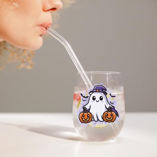 Halloween Ghost Pumpkin Wine Glass 15 Oz - Spooky Fall Gift for Women & Friends - Variation: Ghost