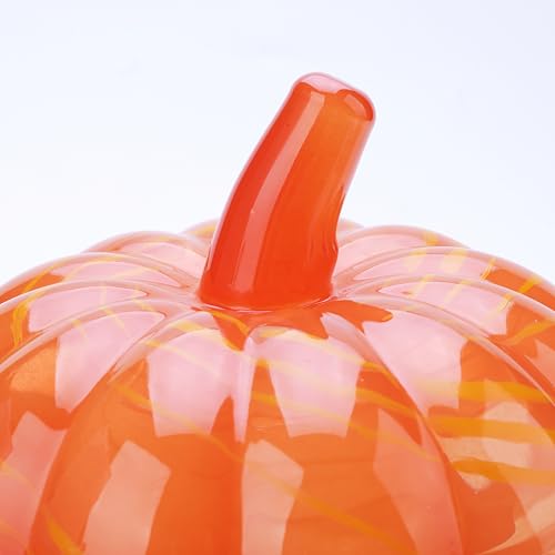 Large Orange Glass Pumpkin Candy Jar with Lid - Halloween Decor & Centerpiece