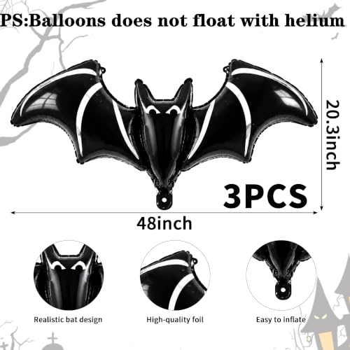 48 Inch Black Bat Balloons Halloween Bat Party Decorations - C-Black1