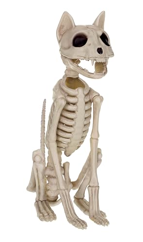 Halloween Skeleton Cat Decoration - Spooky Sitting Skeleton Cat 11 Inch