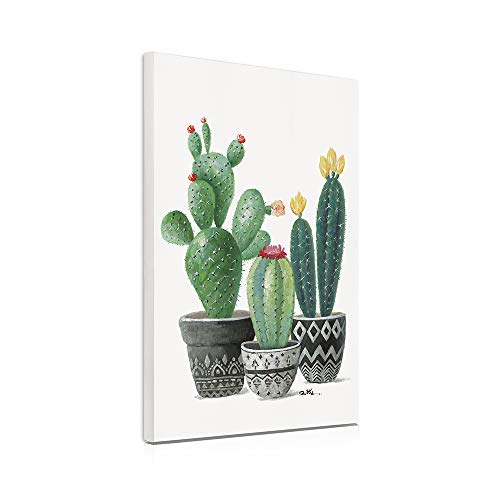 Cactus Wall Art Canvas Print - 16x24 Inches Desert Botanical Poster with Frame - Arizona Succulent Boho Decor