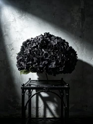 Black Artificial Hydrangea Flower Bouquets - 2 Pcs, 5 Heads Each, Home & Wedding Decor