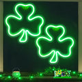 Shamrock Neon Lights - 2 Pack 11 Inch LED Clover Window Decor for St. Patrick's Day - USB Powered, Indoor Outdoor Wall Art (Variation: Shamrock)