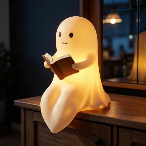 Halloween Ghost Figurine Reading Book Vinyl Decoration - Spooky Home Decor