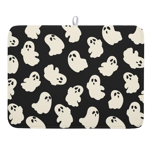 Kawani Halloween Ghost Dish Drying Mat 18x24 Inches Reversible Microfiber Kitchen Mat