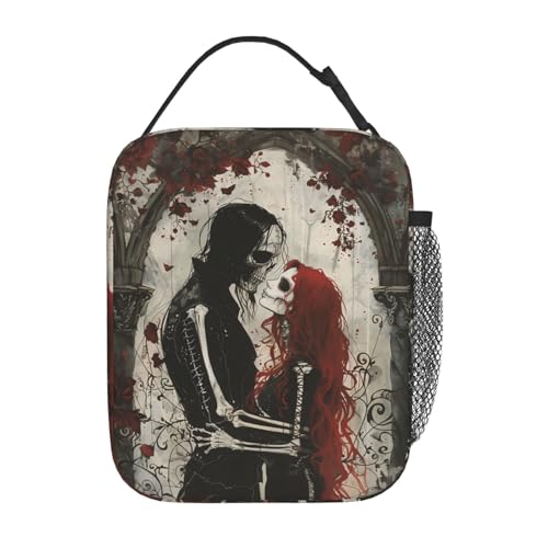 Gothic Skeleton Insulated Lunch Bag - Reusable Thermal Cooler Tote for Kids Teens Adults Gothic 04