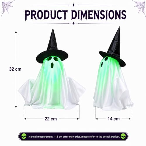 Animated Halloween Ghost Decoration with Sound & Green Face Glow - Interactive Spooky Decor