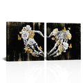 Small Gothic Skull Heart Wall Art Set - Black Gray Gold Framed Artwork for Gothic Decor