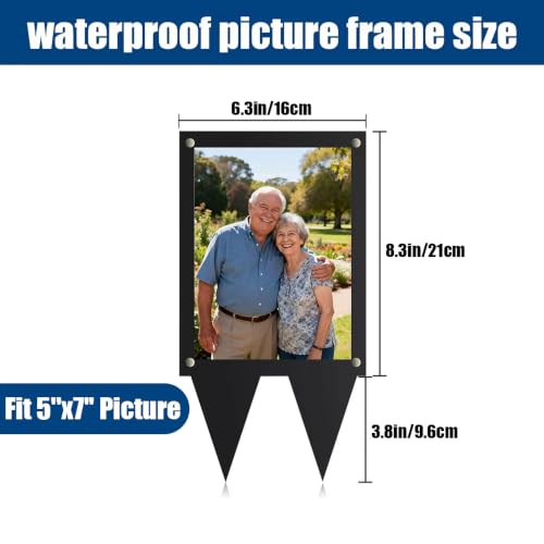Waterproof 5x7 Picture Frame for Grave - Black Outdoor Memorial Frame