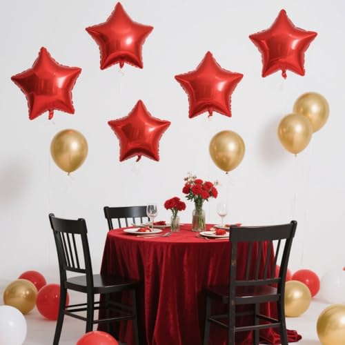 Red Star Balloons Foil Mylar Balloon Set - 12pcs 18 Inch Helium Decorations with Variation
