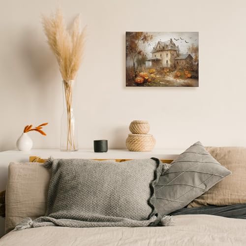 Halloween Pumpkin Rustic Farmhouse Wall Art Decor 11x14 - Dark-01