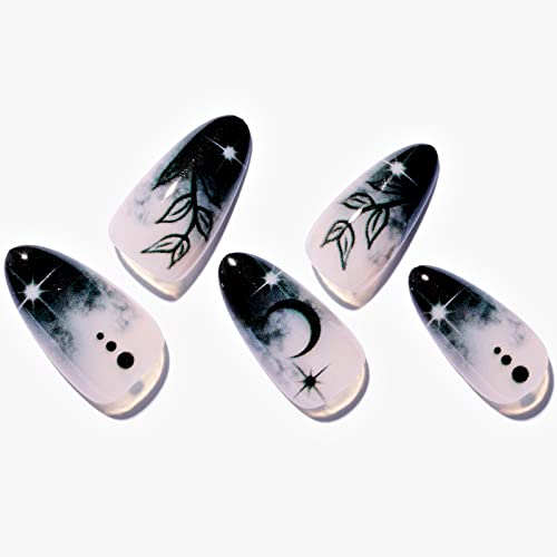 Abyss Smoke Ombre Press-On Nails Medium Almond Stiletto Fake Nails Set