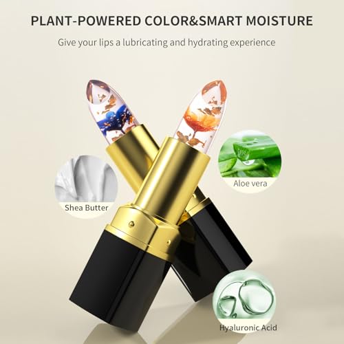 Color Changing Flower Lipstick - Black Tube Blue - pH-Activated Hydrating Lip Balm