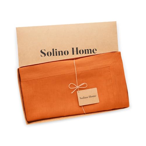 Persimmon Orange Linen Tablecloth 60 x 90 inches - Fete Rectangular