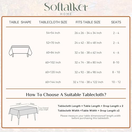Cream Linen Textured Outdoor Rectangular Tablecloth 52 x 70 Inch - Stain & Wrinkle Resistant - Perfect for Spring, Summer & Parties