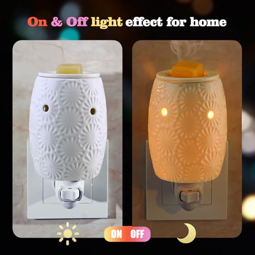 Egg Ceramic Wax Melt Warmer - Night Light Plug-in Scented Wax Burner with Two Bulbs