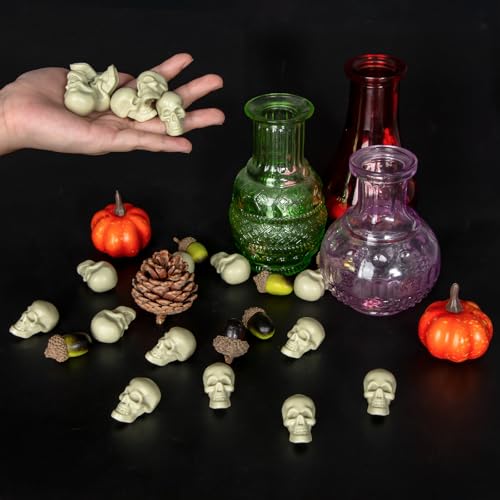 Halloween Skull Decorations - 20 Realistic Plastic Human Skeleton Heads 0.8 x 0.9 x 1.4 Inches - Variation of THIS listing