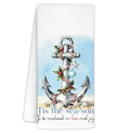 Nautical Anchor Coastal Christmas Kitchen Towels - 16x24 Inch Hand Towels for Bathroom & Kitchen Decor