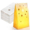 60 Pack White Fire-Resistant Luminary Bags with Star Pattern for Holidays & Events