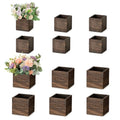 Small Wooden Box Set - Brown Square 4 Inch & 5 Inch - 12 Pcs for Decor & Storage